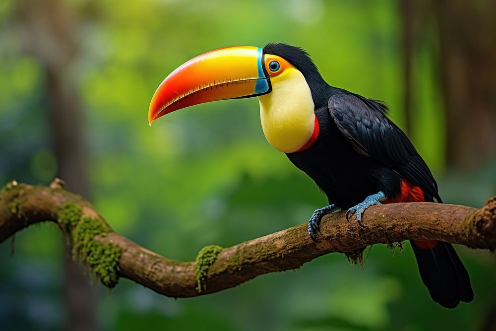 Toucan tropical bird toucan animal branch. AI generated Image by rawpixel.