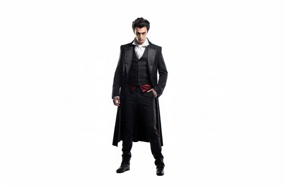 Vampire overcoat tuxedo white background. AI generated Image by rawpixel.