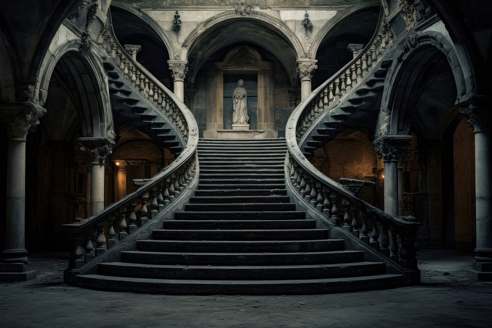 Stone staircase building architecture stairs. 