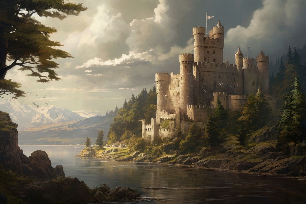Castle architecture building tranquility. AI generated Image by rawpixel.