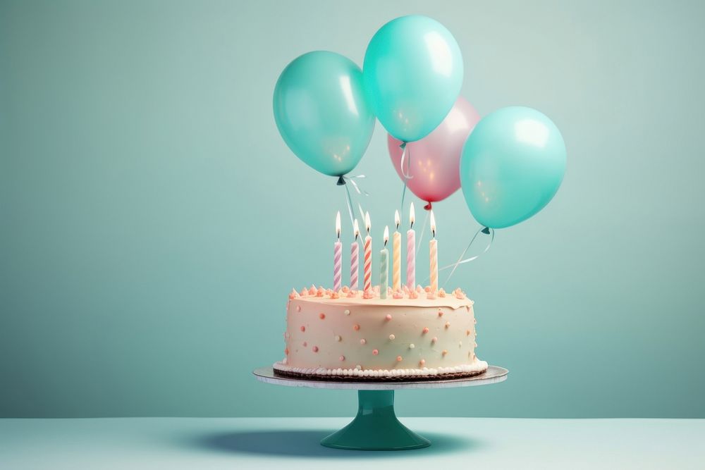 Balloon cake birthday dessert. AI generated Image by rawpixel.