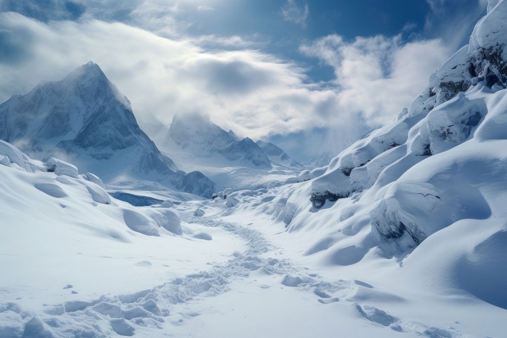 Snow mountain landscape outdoors. AI generated Image by rawpixel.