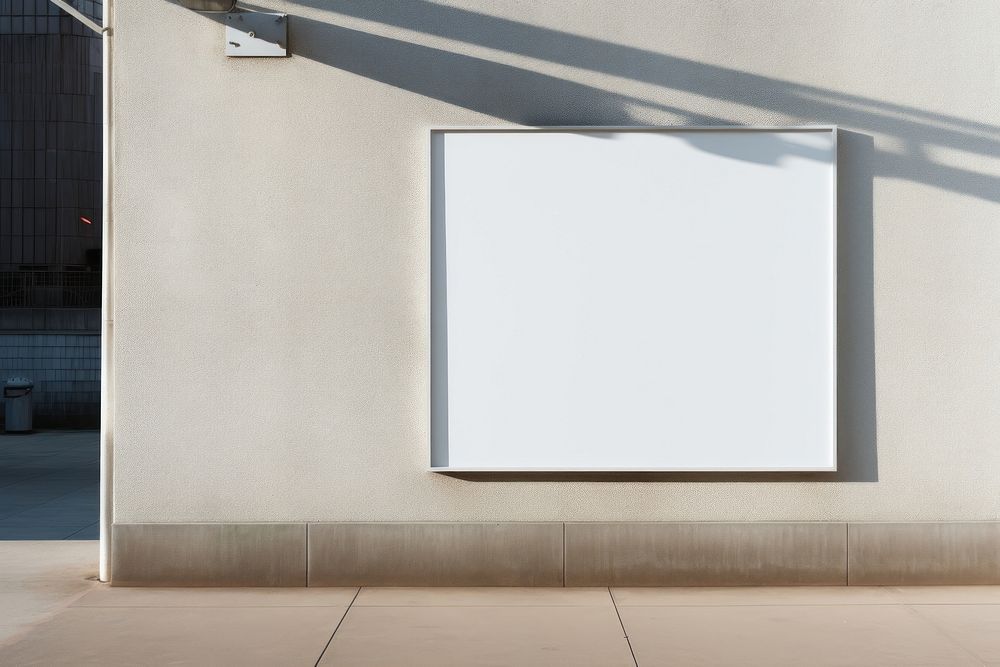 A white poster mockup wall architecture rectangle.