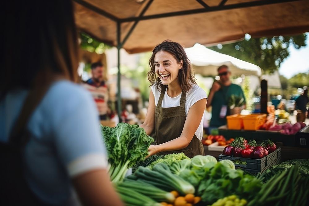 Market vegetable customer organic. 