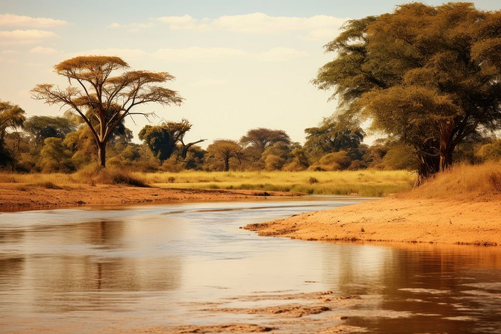 River landscape outdoors savanna. AI generated Image by rawpixel.