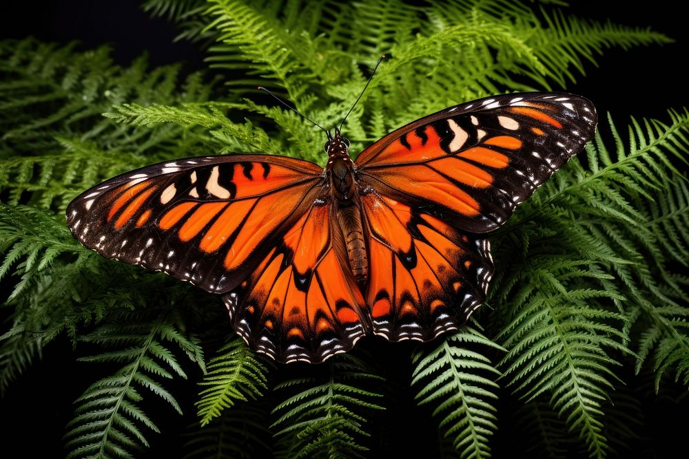 Orange monarch butterfly animal insect plant. AI generated Image by rawpixel.