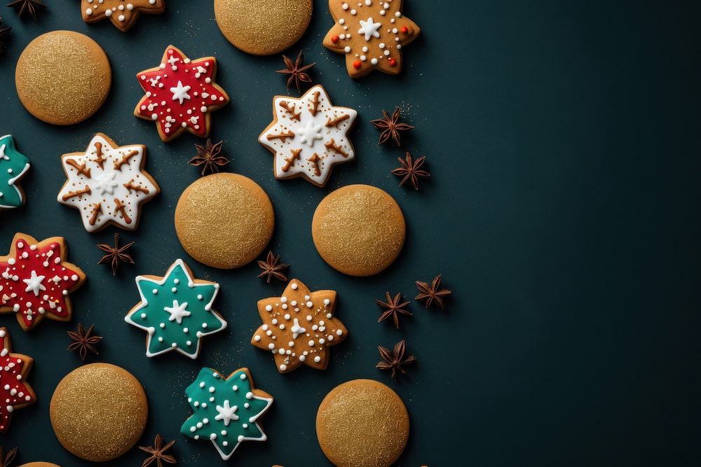 Colorful christmas cookies food gingerbread dessert. 