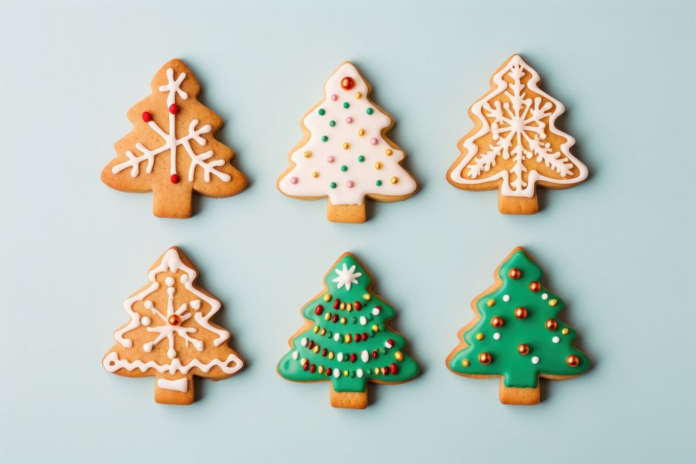 Colorful christmas cookies gingerbread dessert icing. 