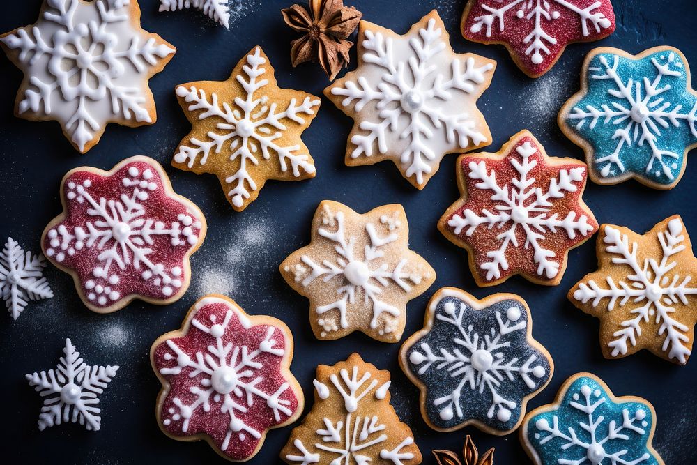 Colorful christmas cookies food gingerbread dessert. AI generated Image by rawpixel.