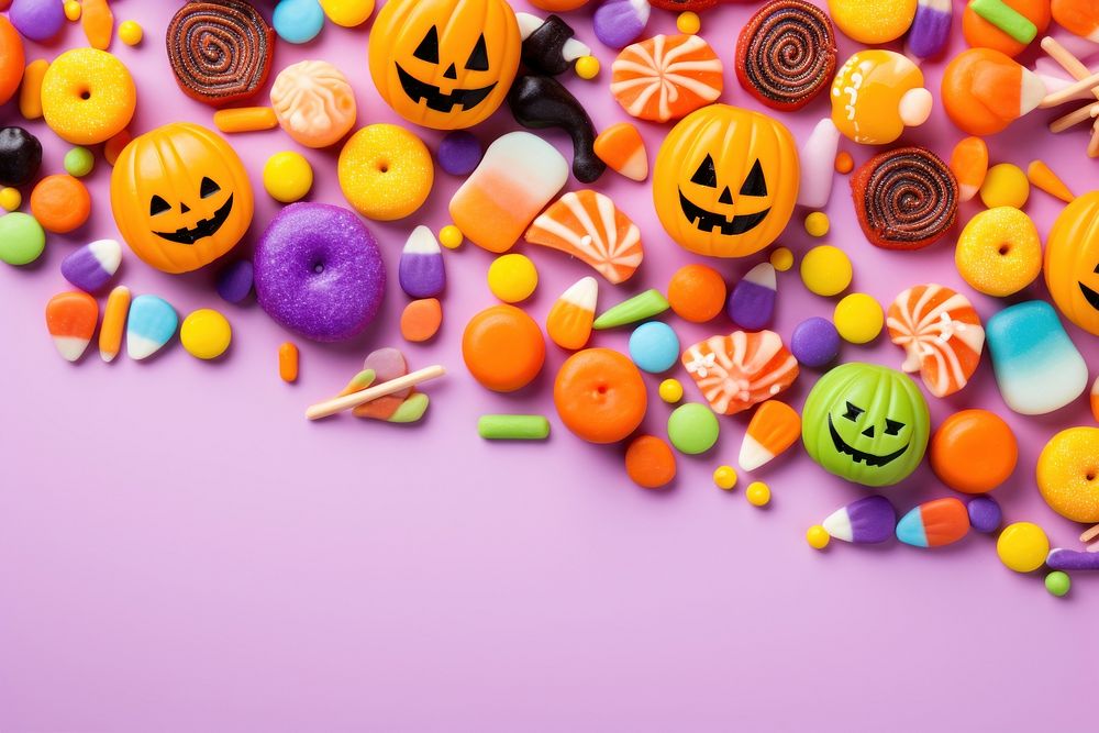 Colorful halloween candies confectionery backgrounds dessert. AI generated Image by rawpixel.