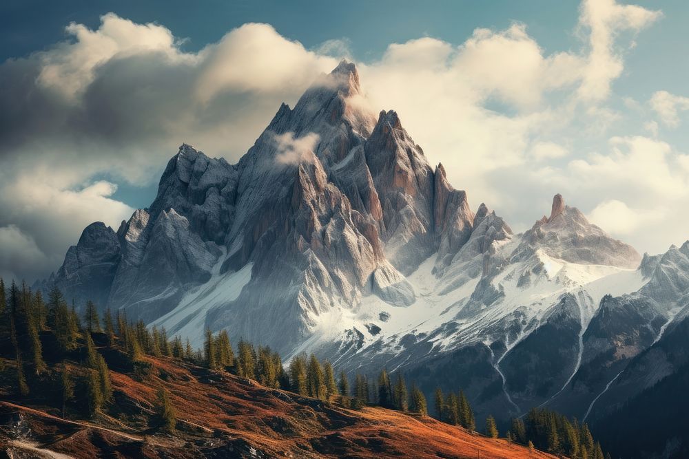 Dolomites italy sky landscape panoramic. AI generated Image by rawpixel.