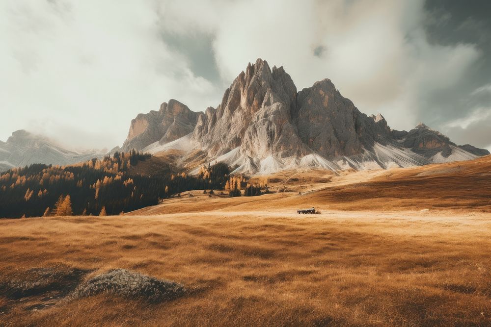 Dolomites italy landscape panoramic mountain. AI generated Image by rawpixel.