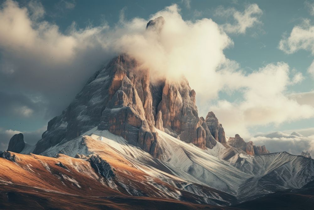 Dolomites italy sky landscape mountain. AI generated Image by rawpixel.