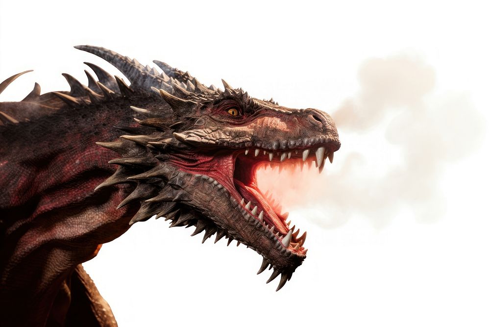 Fire breathing dragon dinosaur animal aggression. AI generated Image by rawpixel.