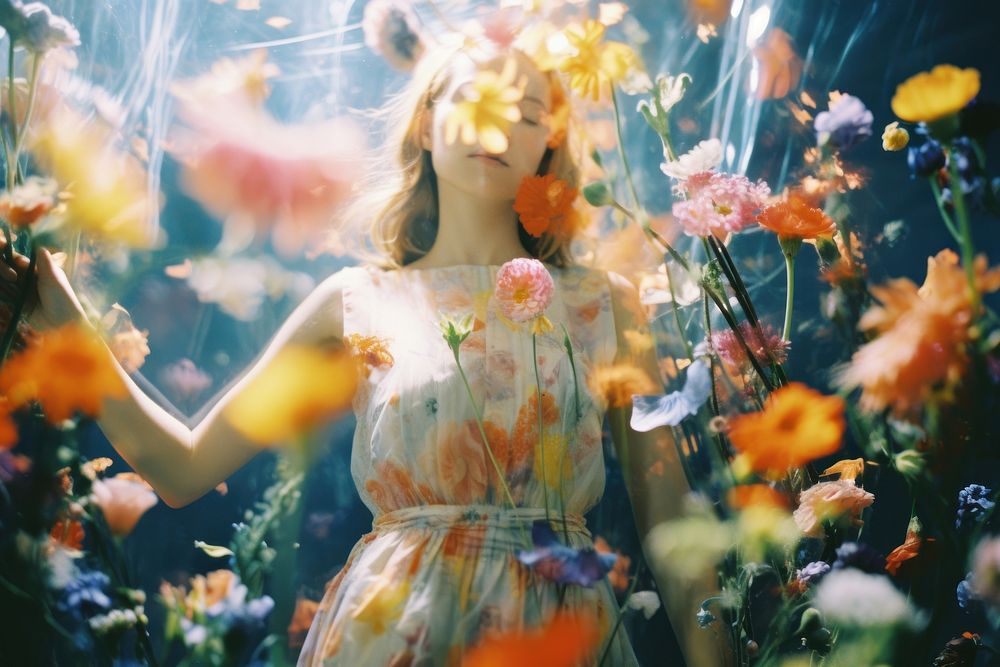 Floral disco photography outdoors portrait. AI generated Image by rawpixel.