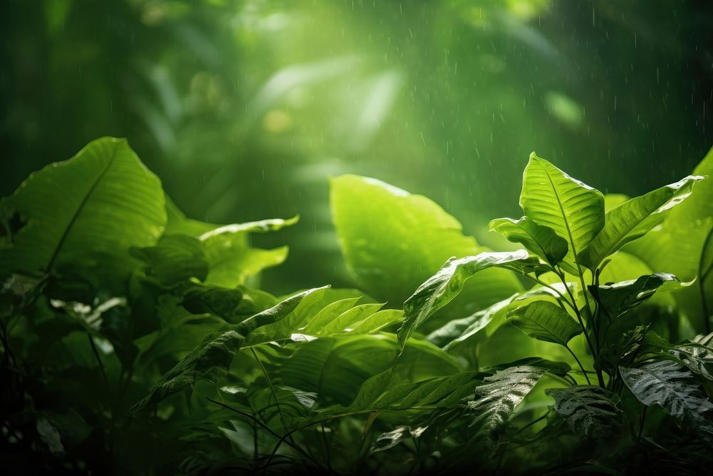 Green jungle backgrounds vegetation outdoors. AI generated Image by rawpixel.