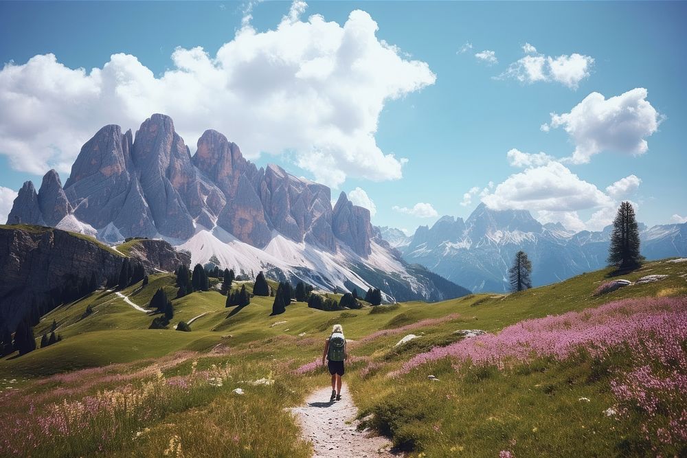 Hiking sky wilderness landscape. AI generated Image by rawpixel.