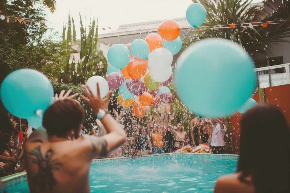 Party swimming balloon people. 