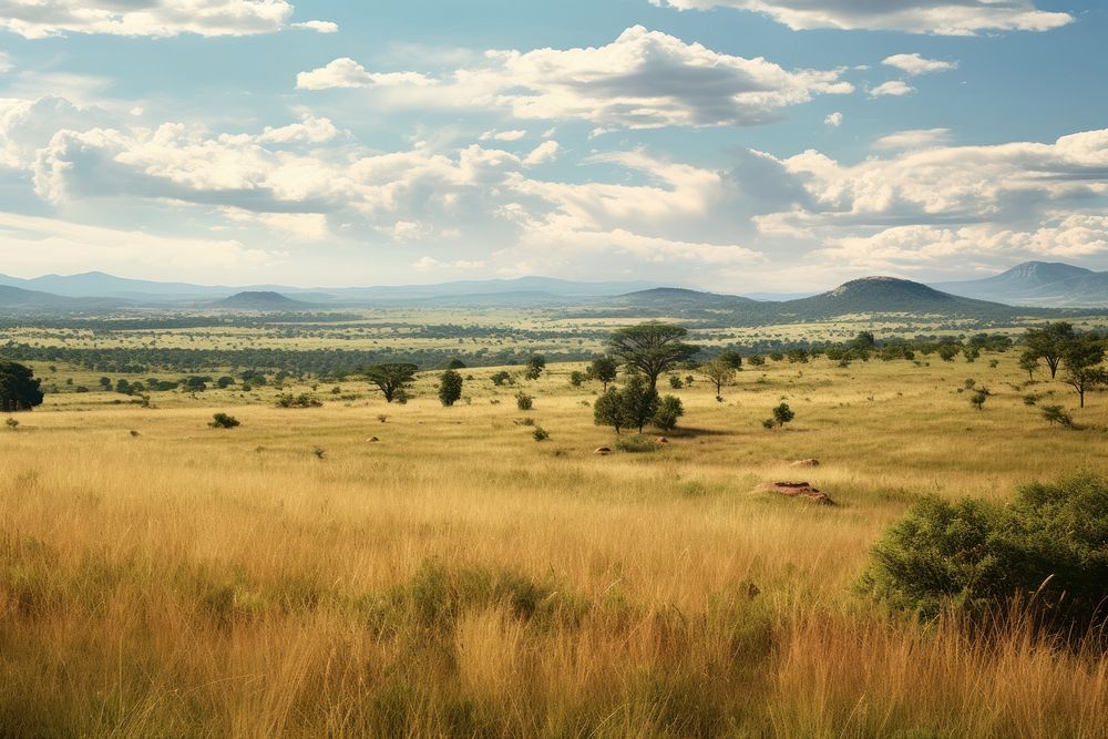 Grassland savanna landscape outdoors. AI generated Image by rawpixel.