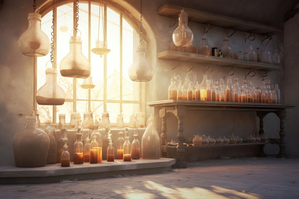 Potion shop spirituality architecture container. AI generated Image by rawpixel.