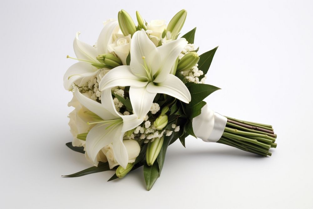 A white flower bouquet wedding ribbon plant. AI generated Image by rawpixel.