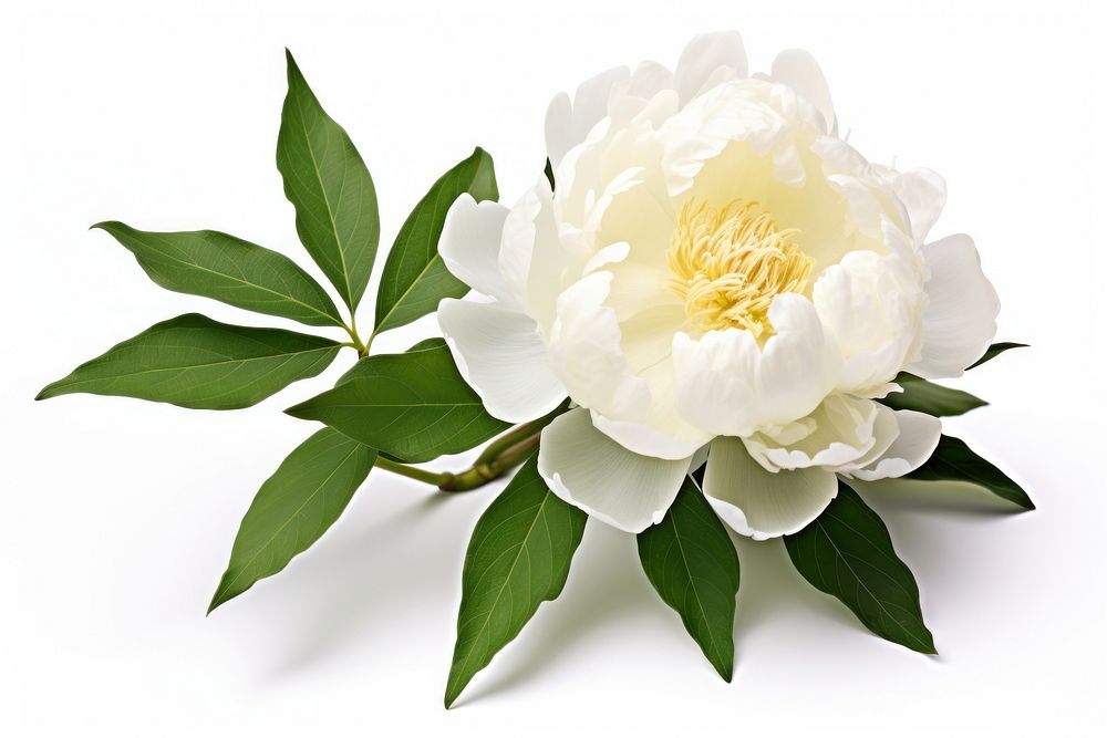 A white peony blossom flower plant. AI generated Image by rawpixel.