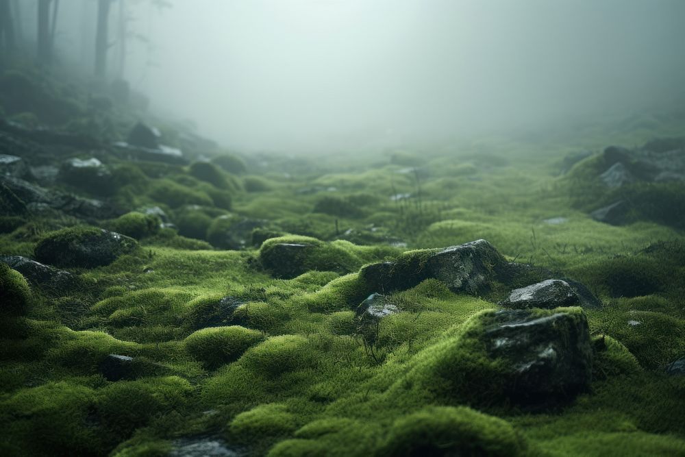 Moss vegetation landscape outdoors. AI generated Image by rawpixel.