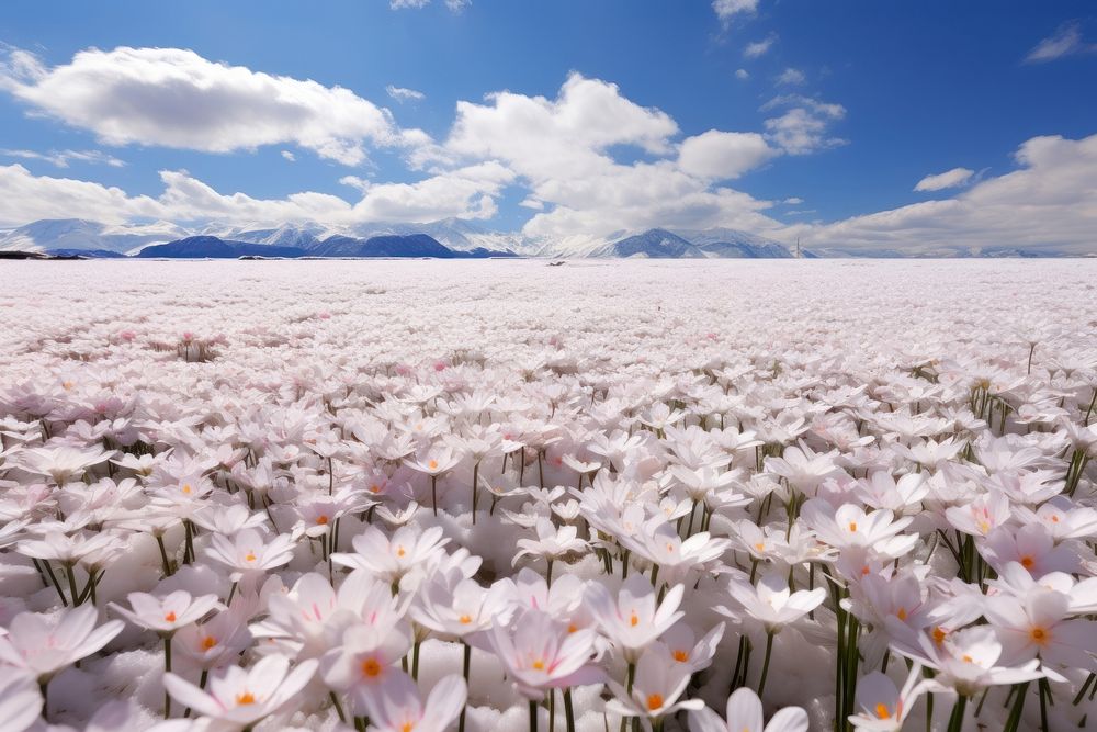 Spring flower landscape outdoors. AI generated Image by rawpixel.