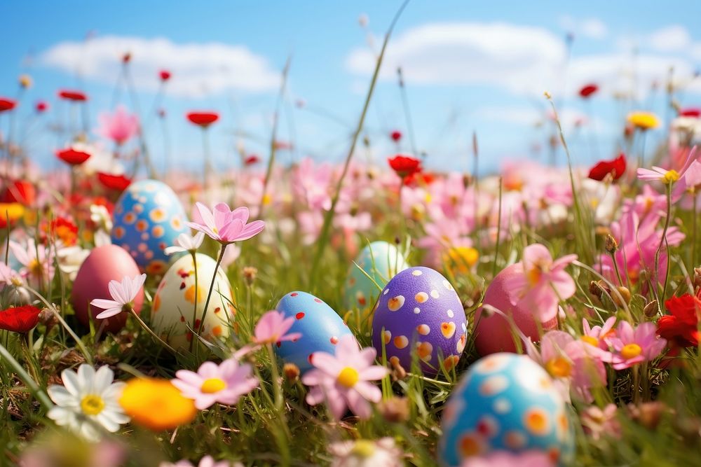 Spring egg outdoors flower. AI generated Image by rawpixel.