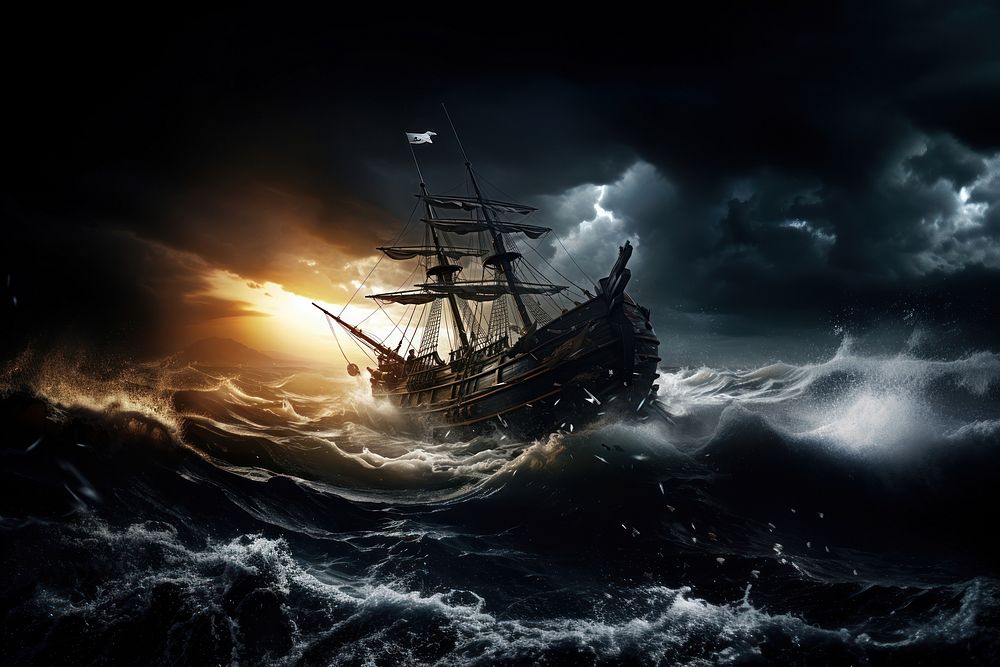 Ship shipwreck sailboat outdoors. AI generated Image by rawpixel.