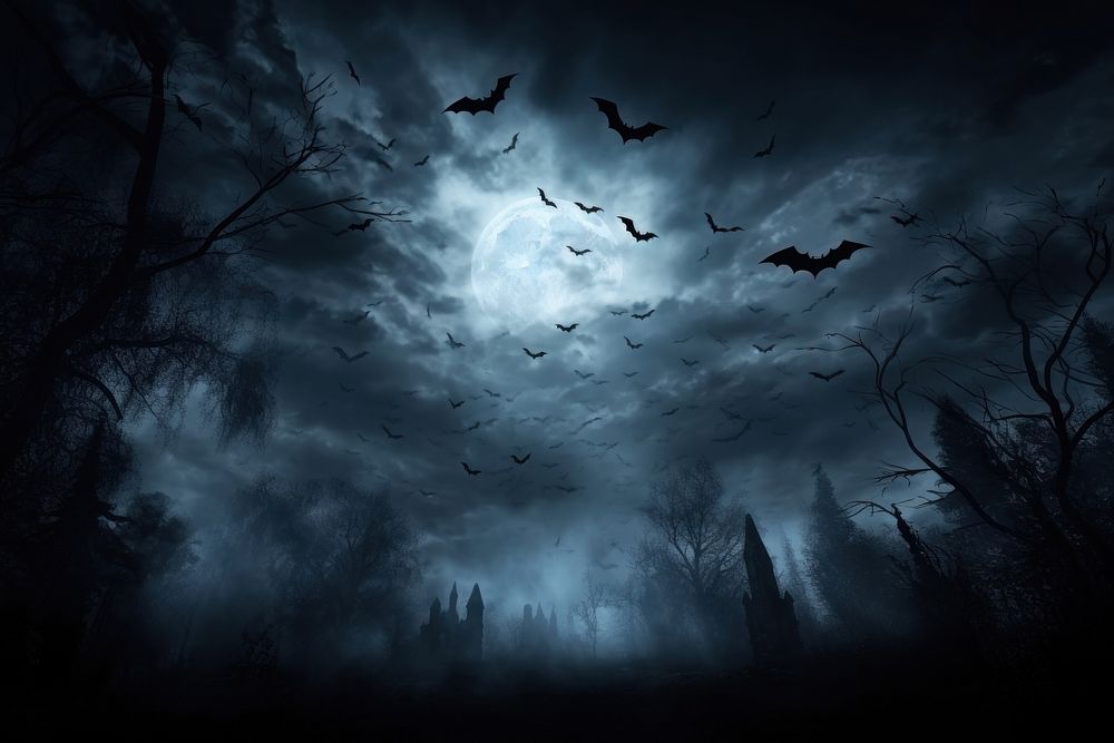 Spooky sky night outdoors nature. AI generated Image by rawpixel.