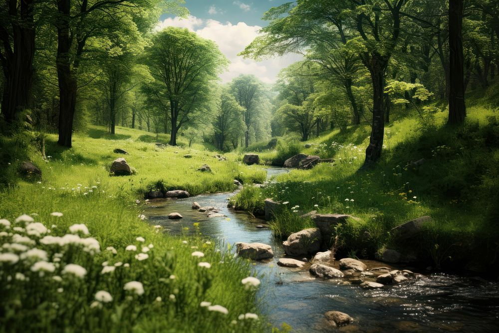 Spring green wilderness vegetation. AI generated Image by rawpixel.