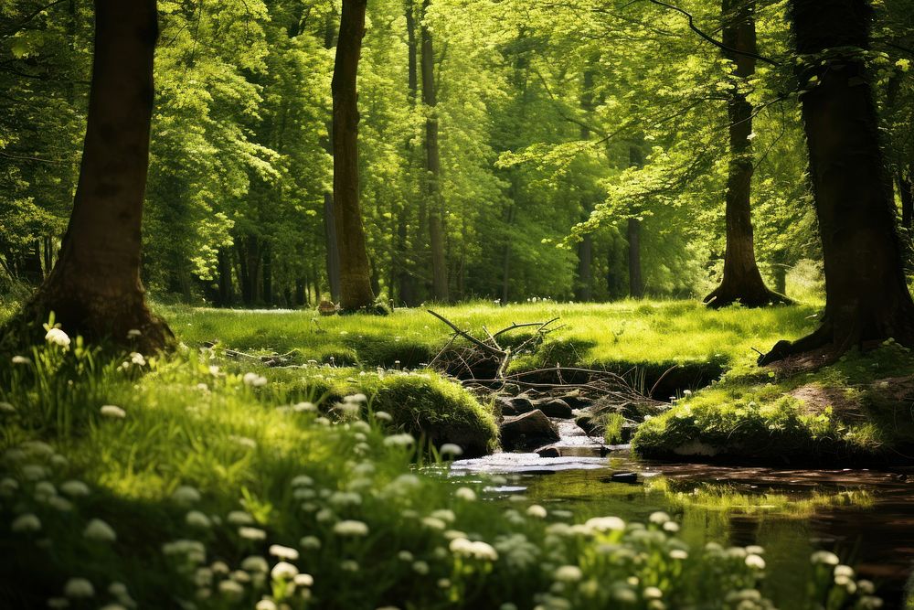 Spring green vegetation wilderness. AI generated Image by rawpixel.