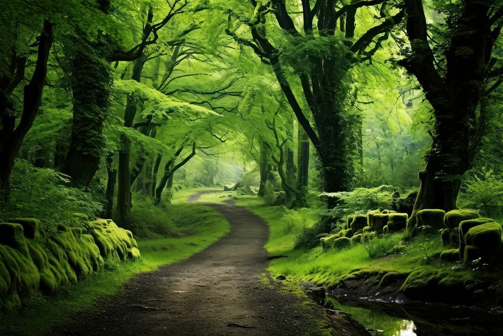 Spring green landscape outdoors. AI generated Image by rawpixel.