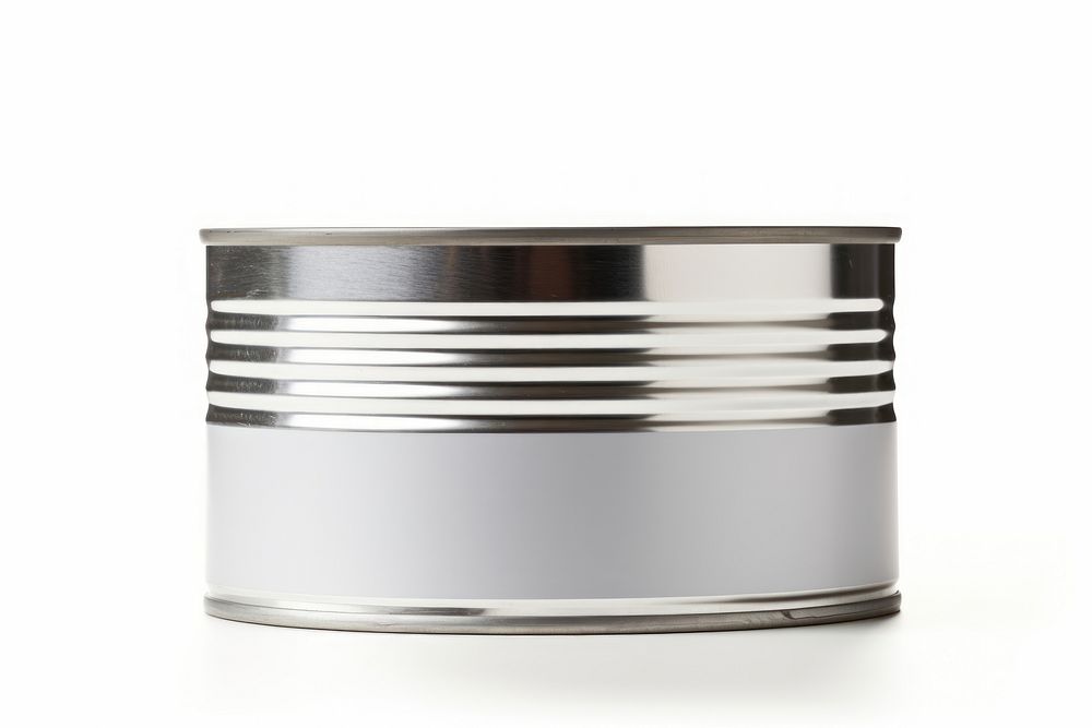 Silver tin white background container. AI generated Image by rawpixel.