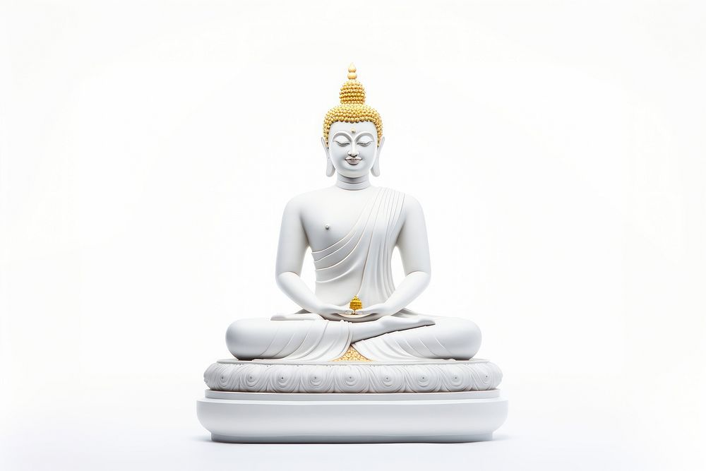 White Buddha statue buddha white background representation. AI generated Image by rawpixel.