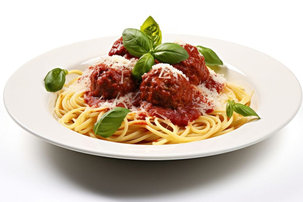 Spaghetti meat meatball pasta. AI generated Image by rawpixel.