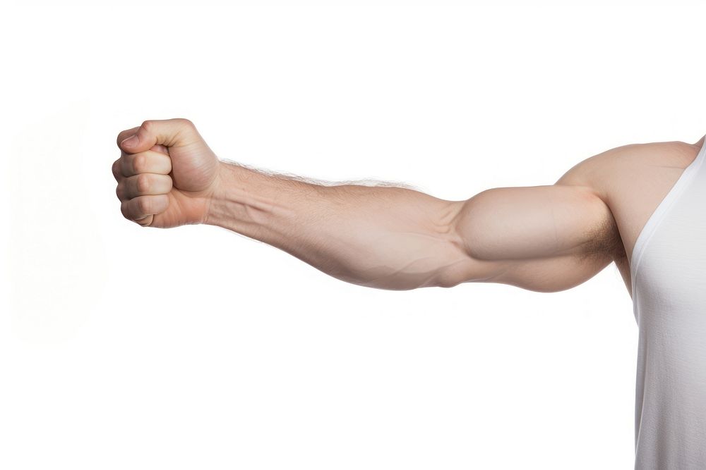 Bicep hand white background bodybuilding. AI generated Image by rawpixel.
