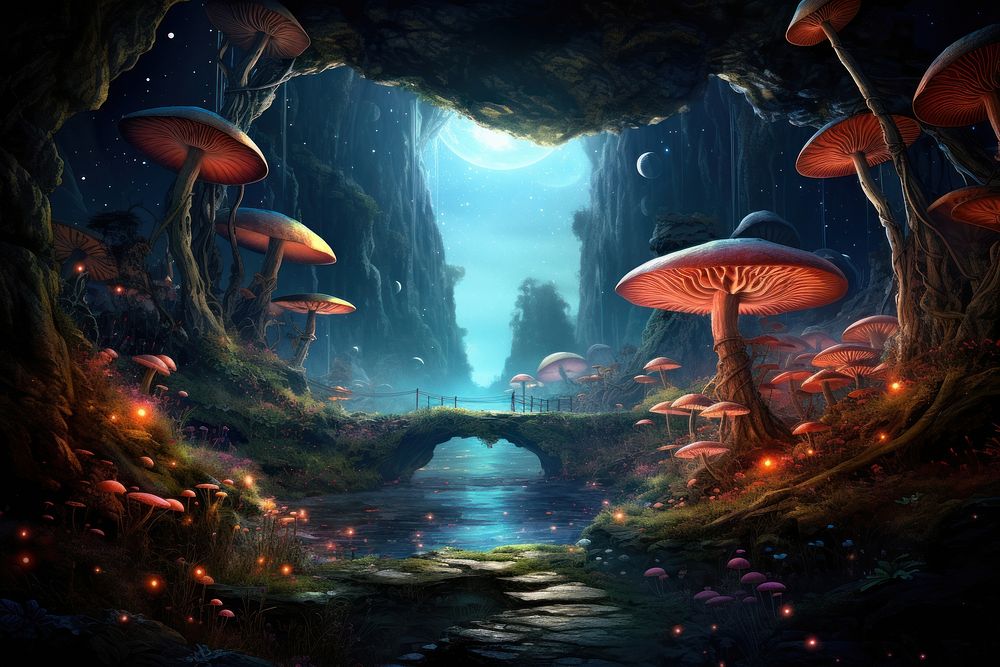 Surreal mushroom landscape outdoors fantasy | Premium Photo - rawpixel