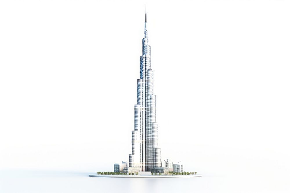 Burj Khalifa architecture skyscraper building. AI generated Image by rawpixel.