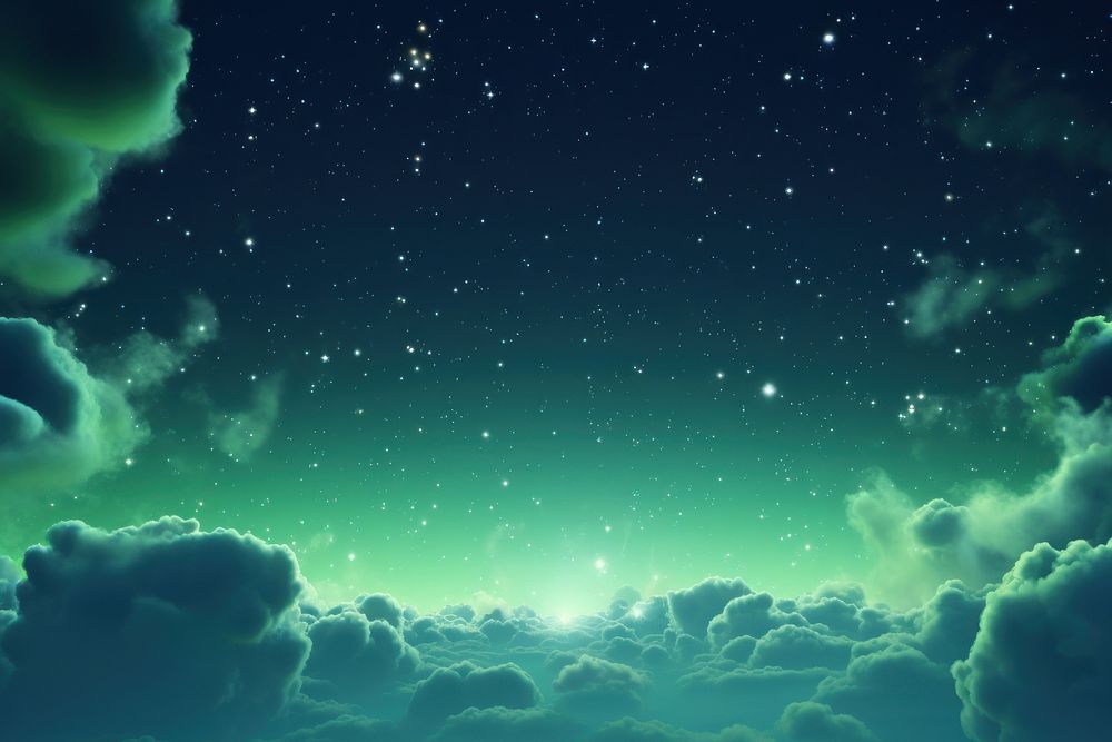 Green Night Sky night sky backgrounds. AI generated Image by rawpixel.
