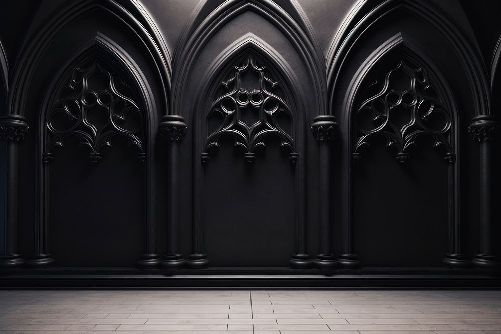 Gothic architecture black wall. AI generated Image by rawpixel.
