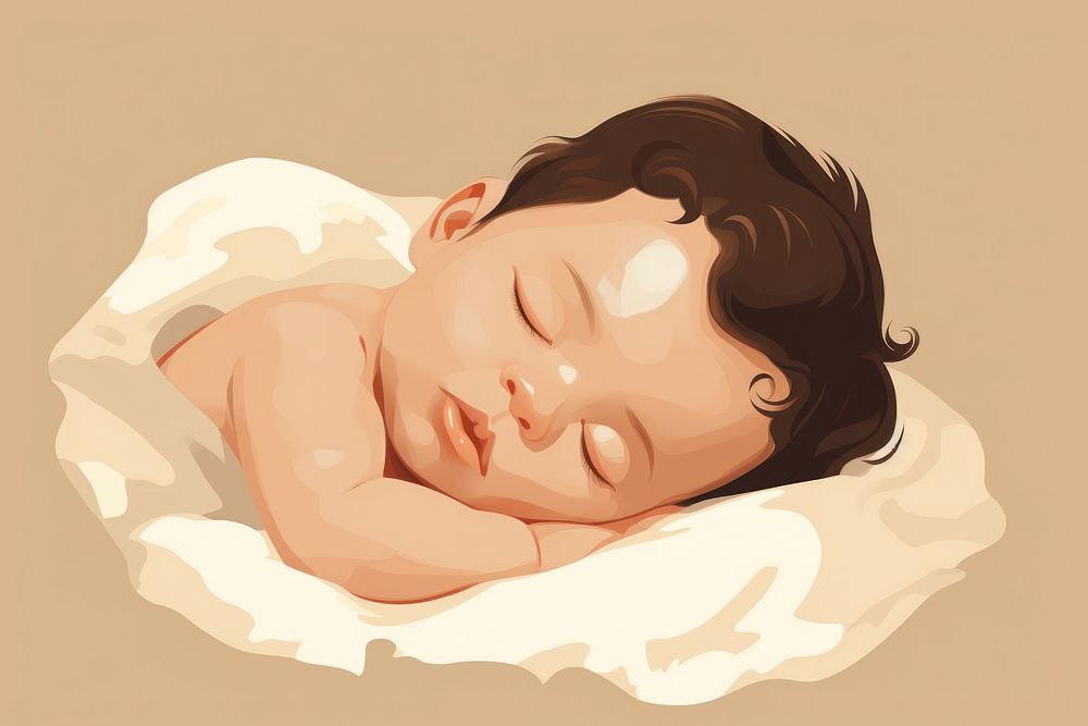 Newborn baby sleeping cute comfortable. AI generated Image by rawpixel.