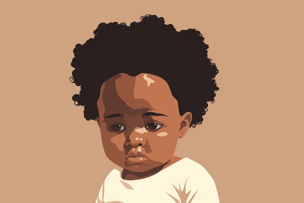African american baby portrait photography illustrated. AI generated Image by rawpixel.