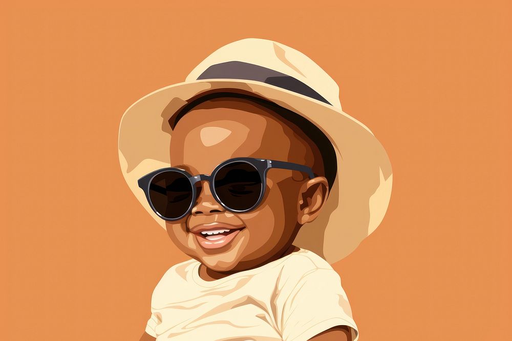 African american baby sunglasses portrait smiling. AI generated Image by rawpixel.