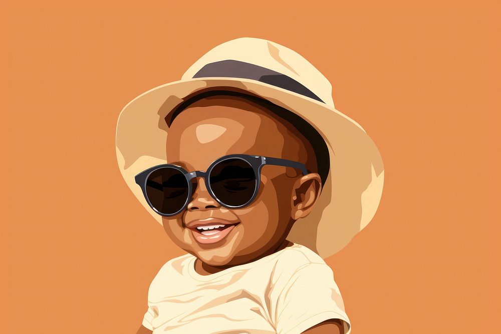 African american baby sunglasses portrait smiling. 