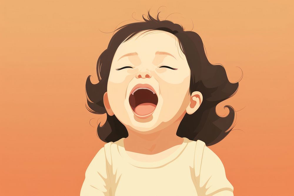 Asia baby frustration happiness shouting. AI generated Image by rawpixel.