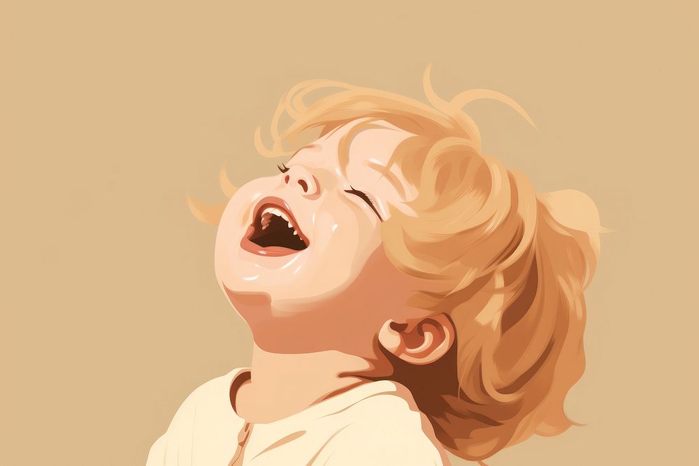 Baby laughing happiness hairstyle. AI generated Image by rawpixel.