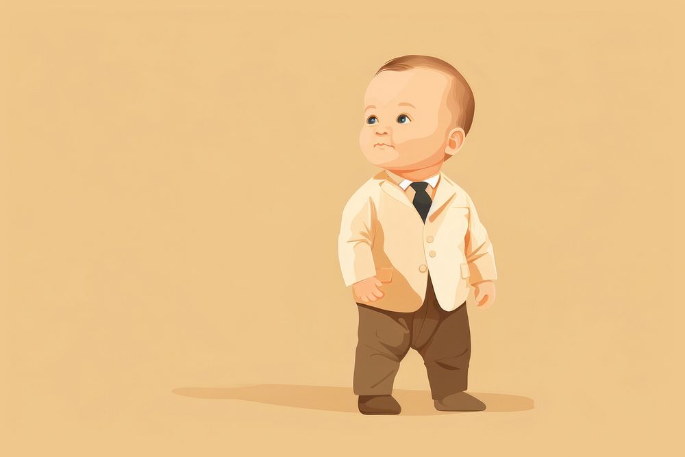 Young baby portrait suit representation. AI generated Image by rawpixel.