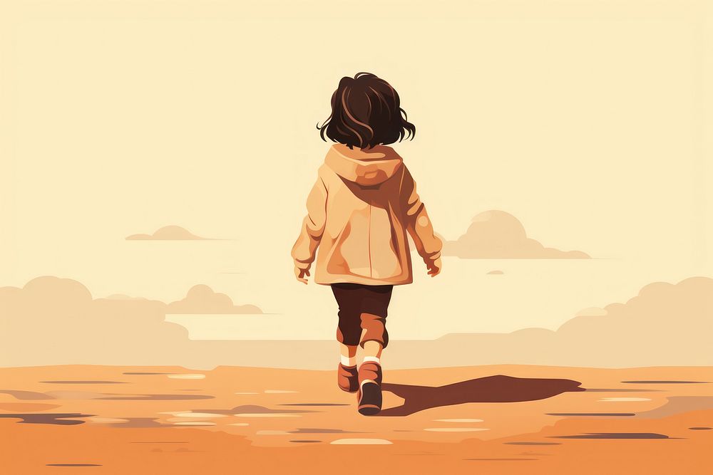 Child walking silhouette sunlight standing. AI generated Image by rawpixel.